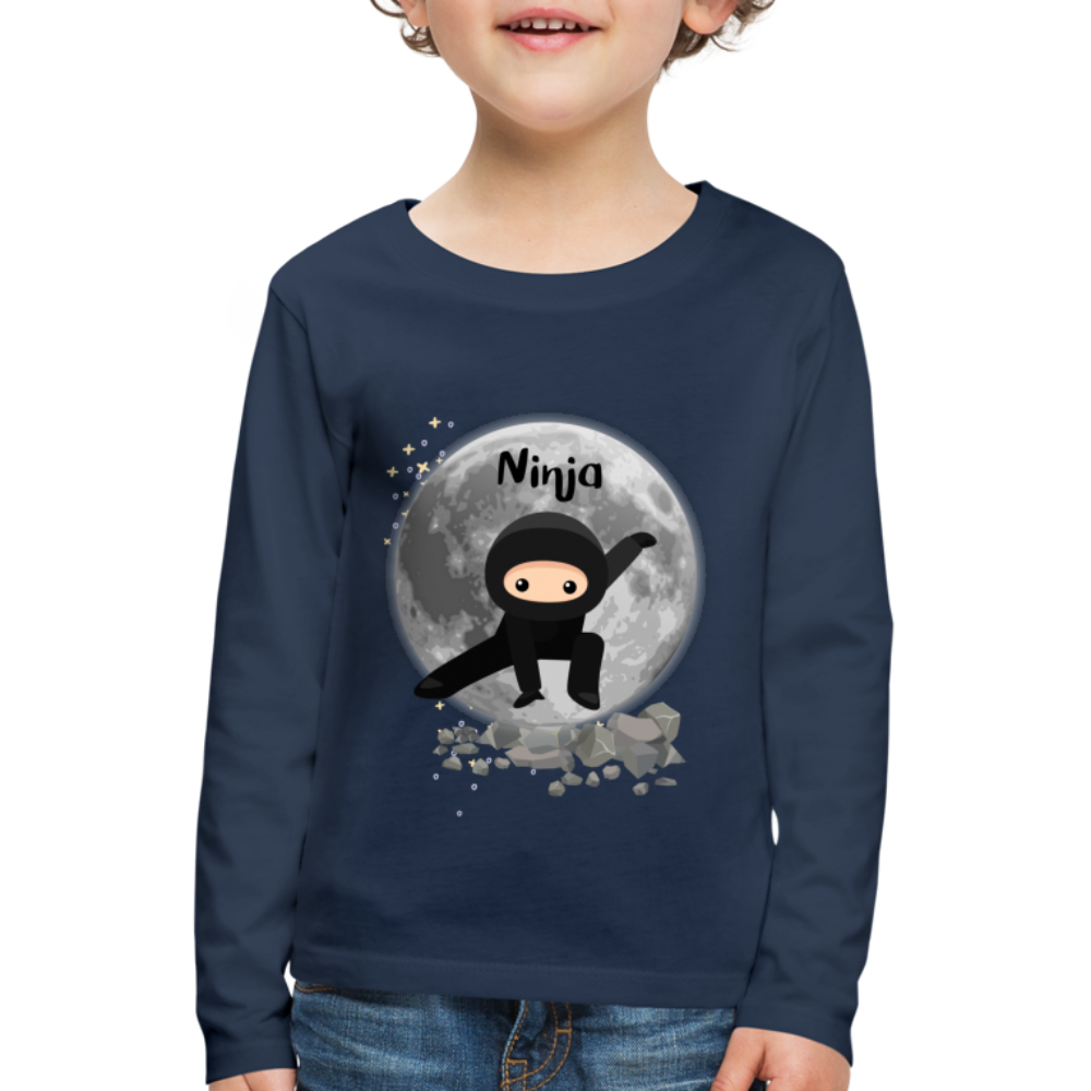 Kinder Premium Langarmshirt - Ninja Mond - Navy