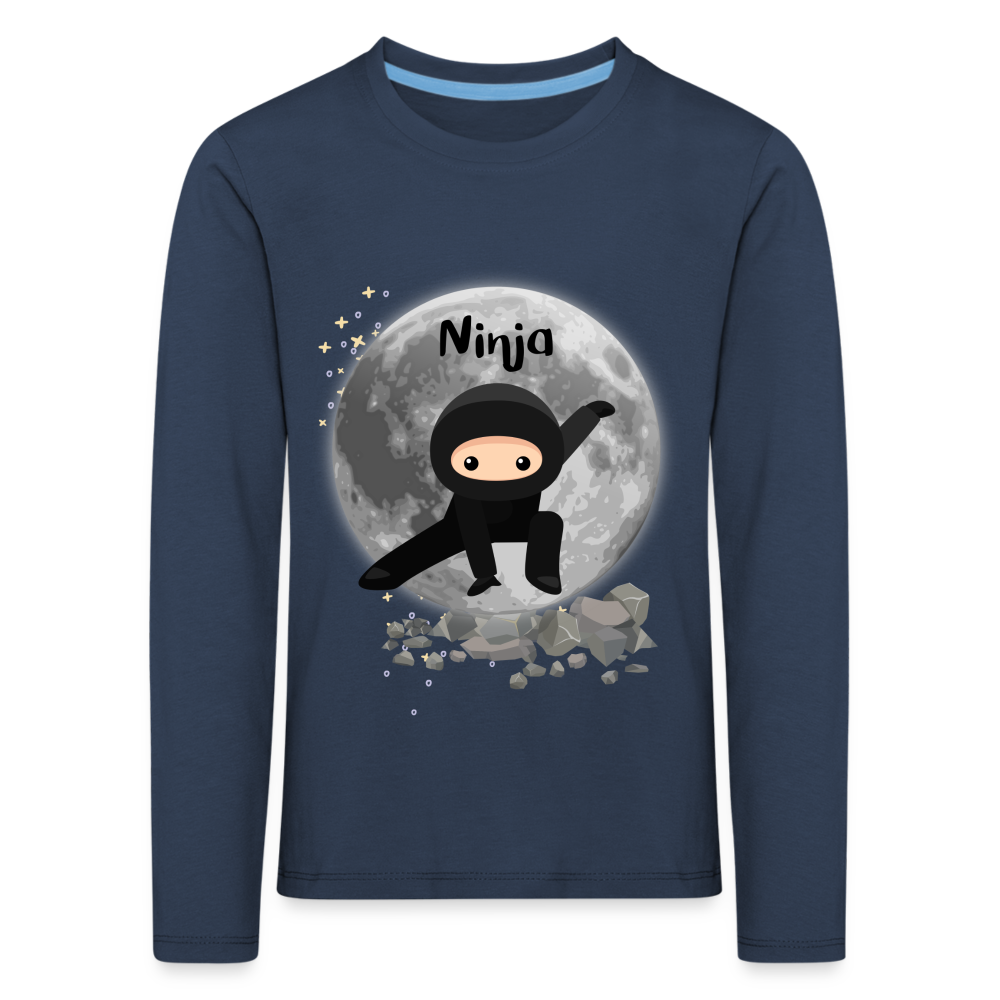 Kinder Premium Langarmshirt - Ninja Mond - Navy