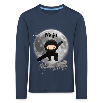 Kinder Premium Langarmshirt - Ninja Mond - Navy