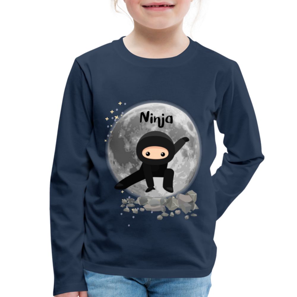 Kinder Premium Langarmshirt - Ninja Mond - Navy