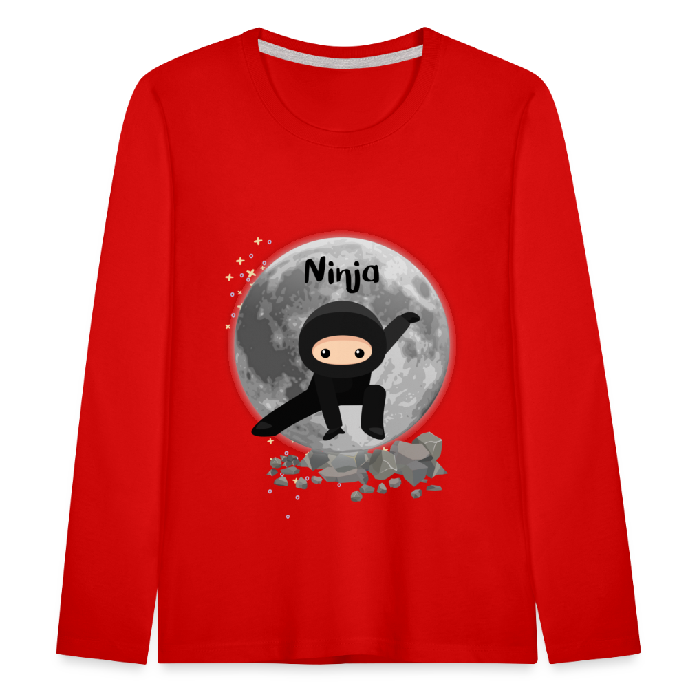 Kinder Premium Langarmshirt - Ninja Mond - Rot