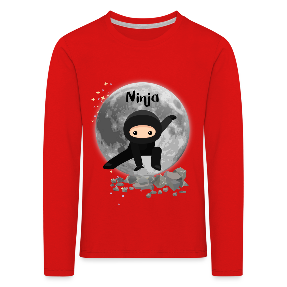 Kinder Premium Langarmshirt - Ninja Mond - Rot