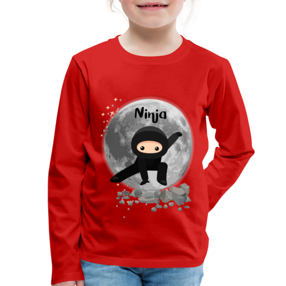 Kinder Premium Langarmshirt - Ninja Mond - Rot