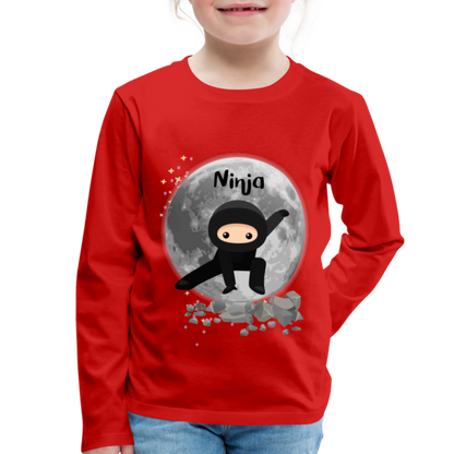 Kinder Premium Langarmshirt - Ninja Mond - Rot