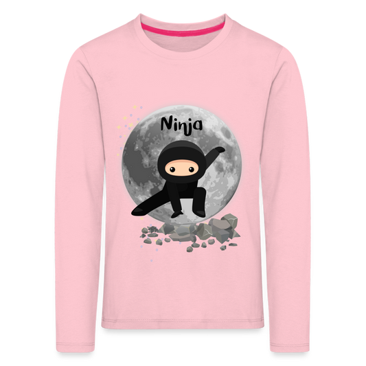 Kinder Premium Langarmshirt - Ninja Mond - Hellrosa