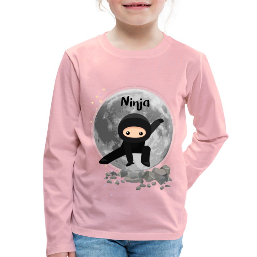 Kinder Premium Langarmshirt - Ninja Mond - Hellrosa