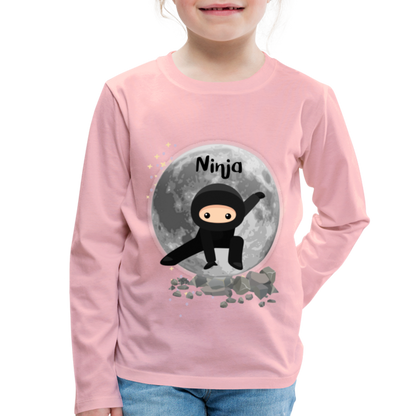 Kinder Premium Langarmshirt - Ninja Mond - Hellrosa