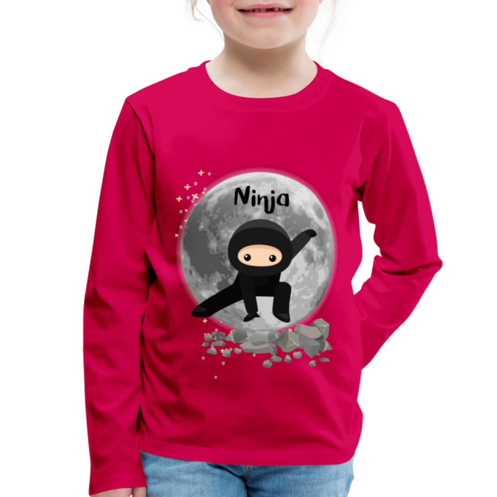 Kinder Premium Langarmshirt - Ninja Mond - dunkles Pink