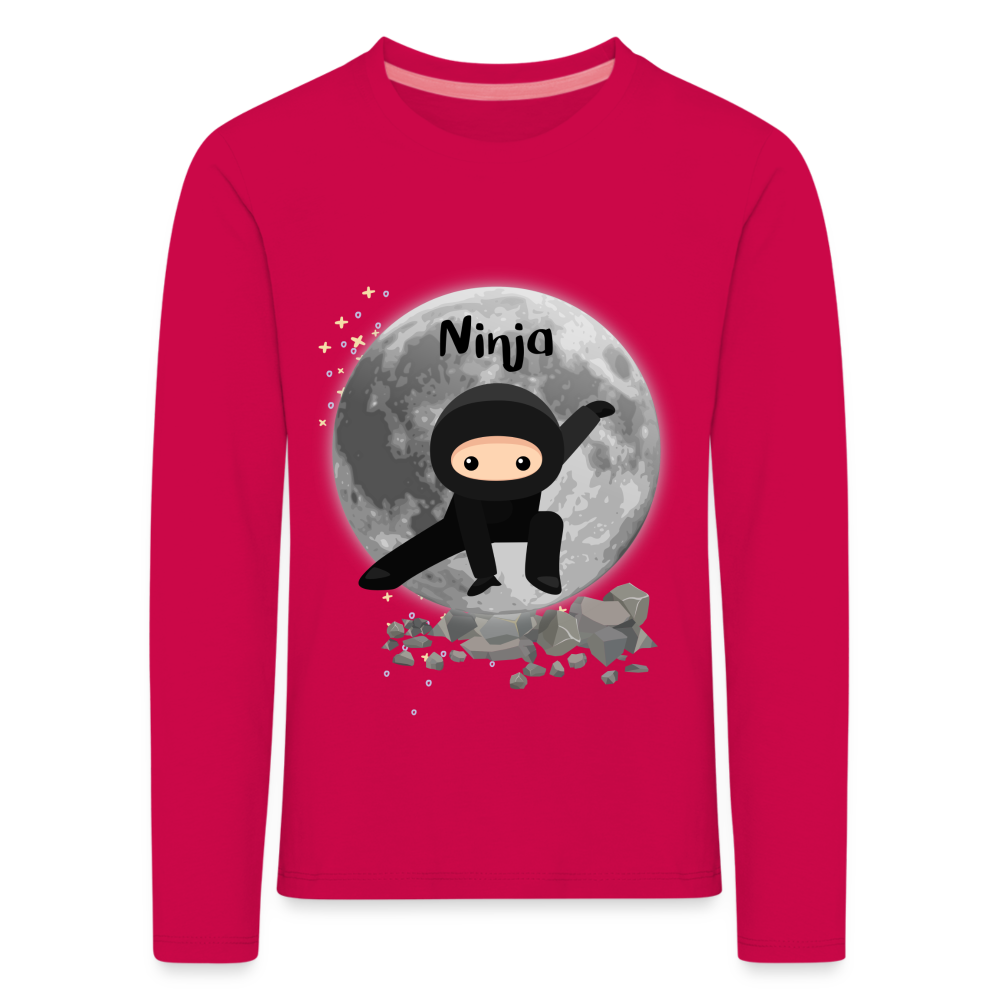 Kinder Premium Langarmshirt - Ninja Mond - dunkles Pink