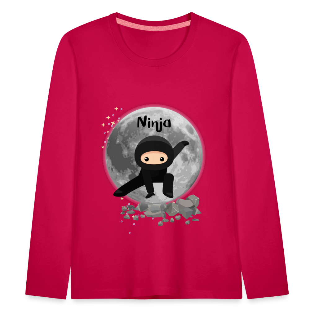 Kinder Premium Langarmshirt - Ninja Mond - dunkles Pink