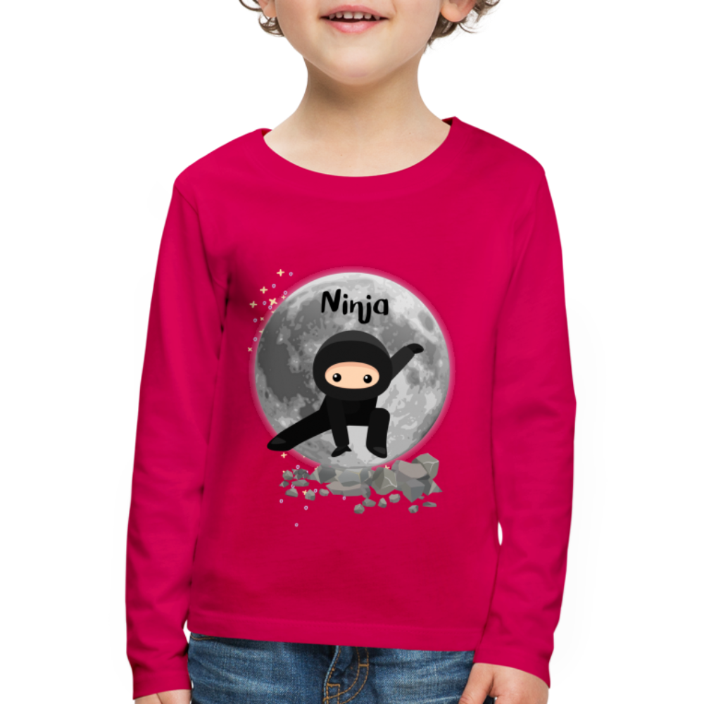 Kinder Premium Langarmshirt - Ninja Mond - dunkles Pink