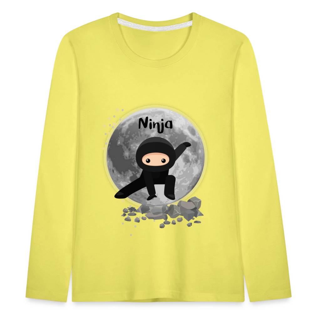 Kinder Premium Langarmshirt - Ninja Mond - Gelb