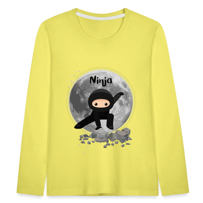 Kinder Premium Langarmshirt - Ninja Mond - Gelb