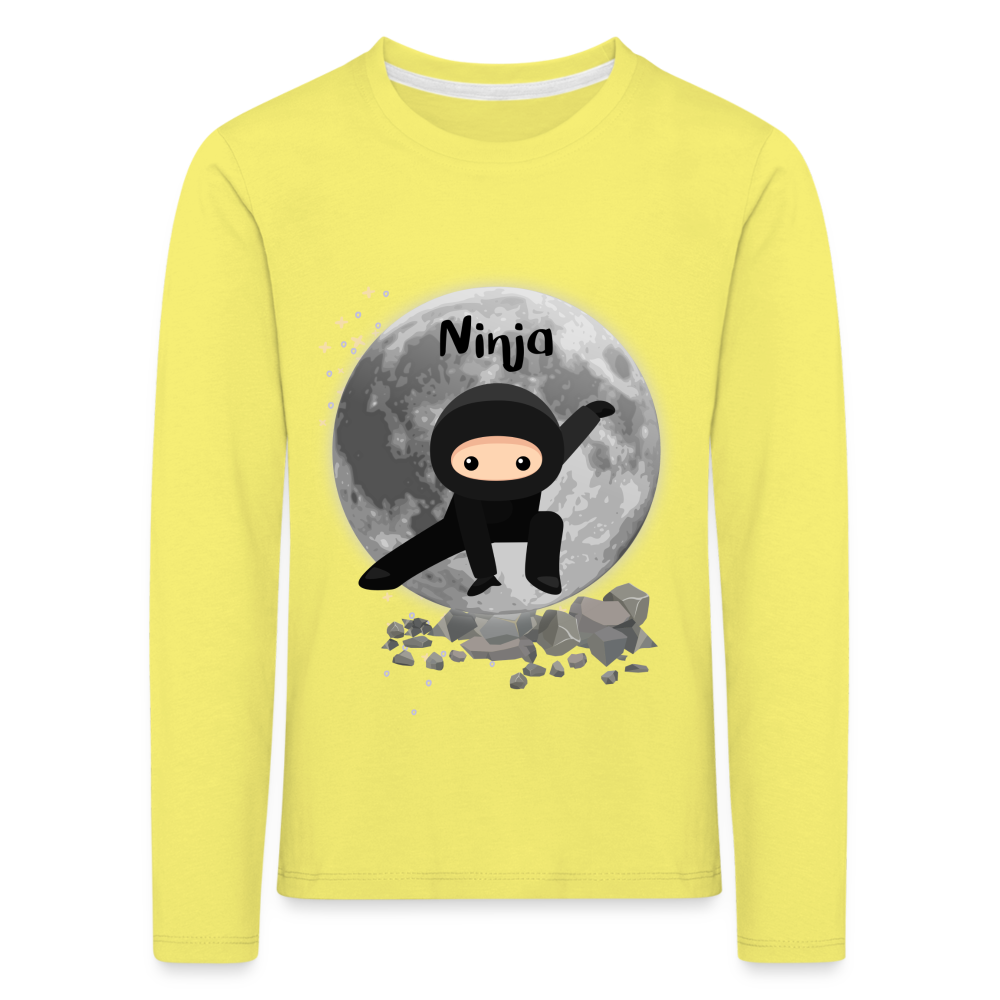 Kinder Premium Langarmshirt - Ninja Mond - Gelb