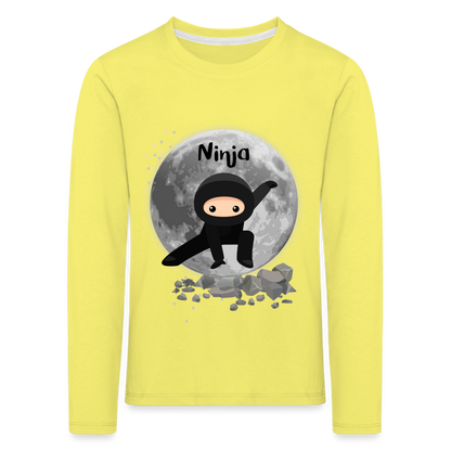 Kinder Premium Langarmshirt - Ninja Mond - Gelb