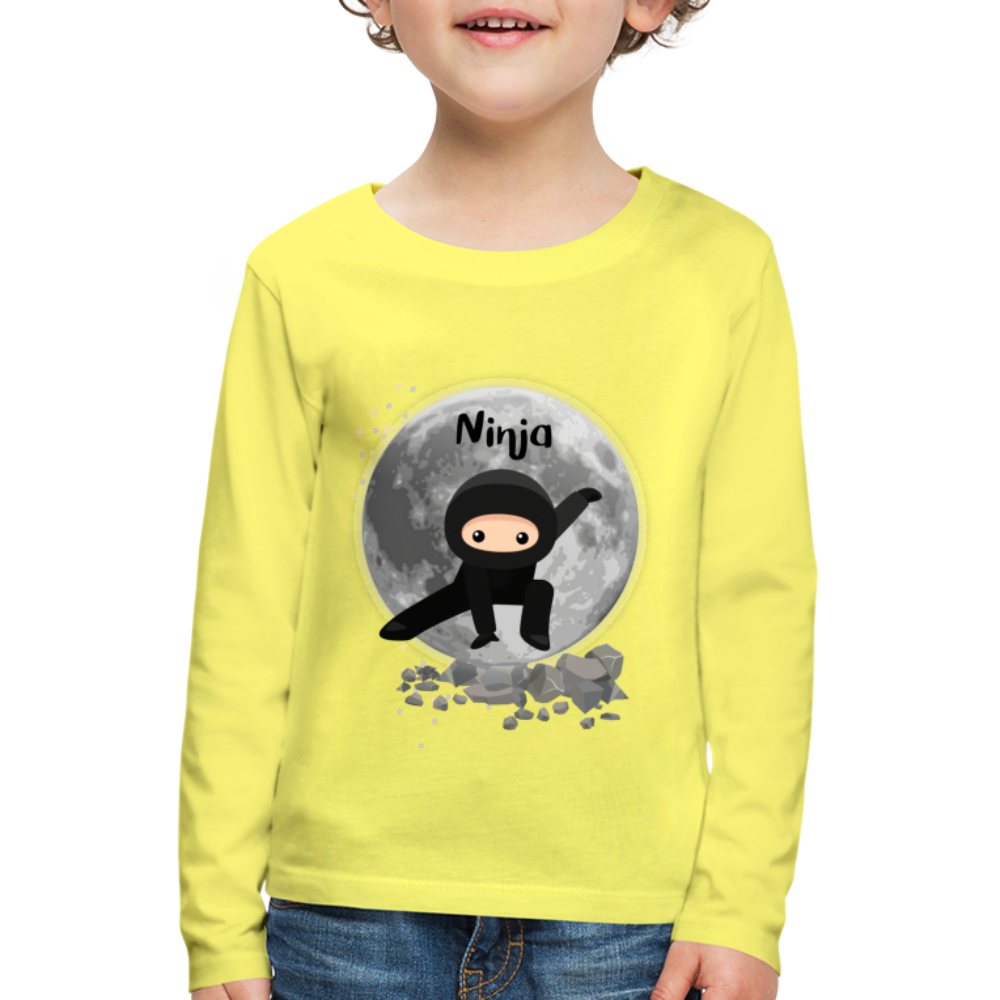 Kinder Premium Langarmshirt - Ninja Mond - Gelb