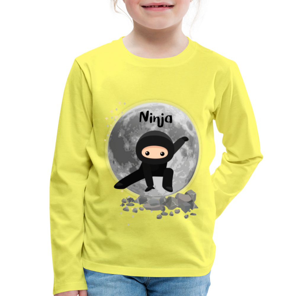 Kinder Premium Langarmshirt - Ninja Mond - Gelb