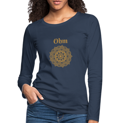 Frauen Premium Langarmshirt - Ohm - Navy