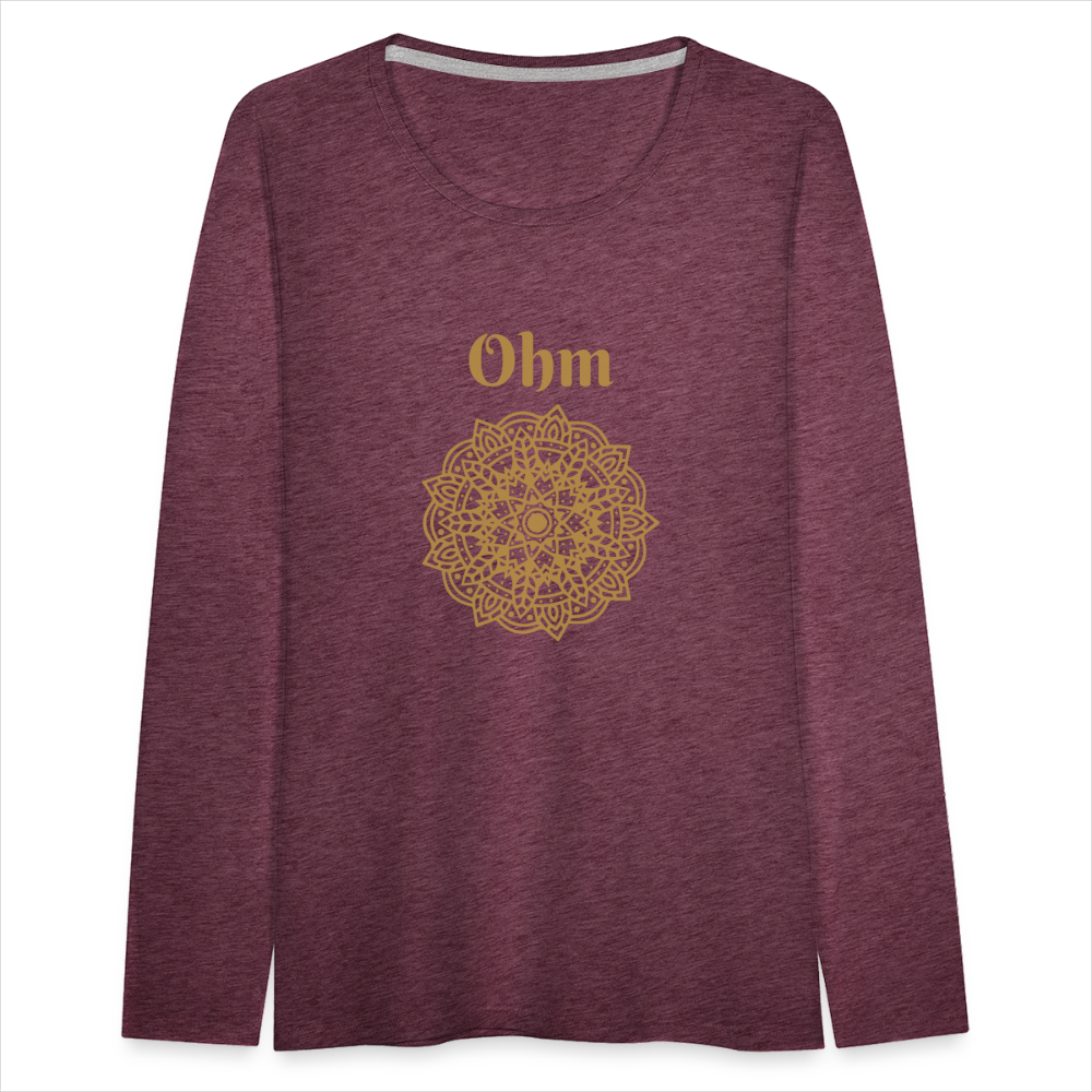 Frauen Premium Langarmshirt - Ohm - Bordeauxrot meliert