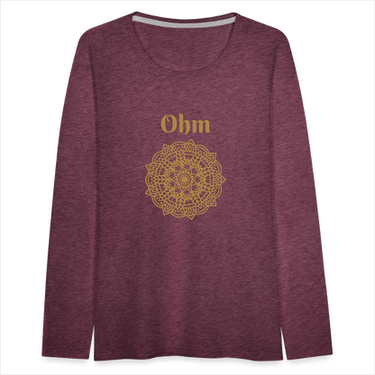 Frauen Premium Langarmshirt - Ohm - Bordeauxrot meliert