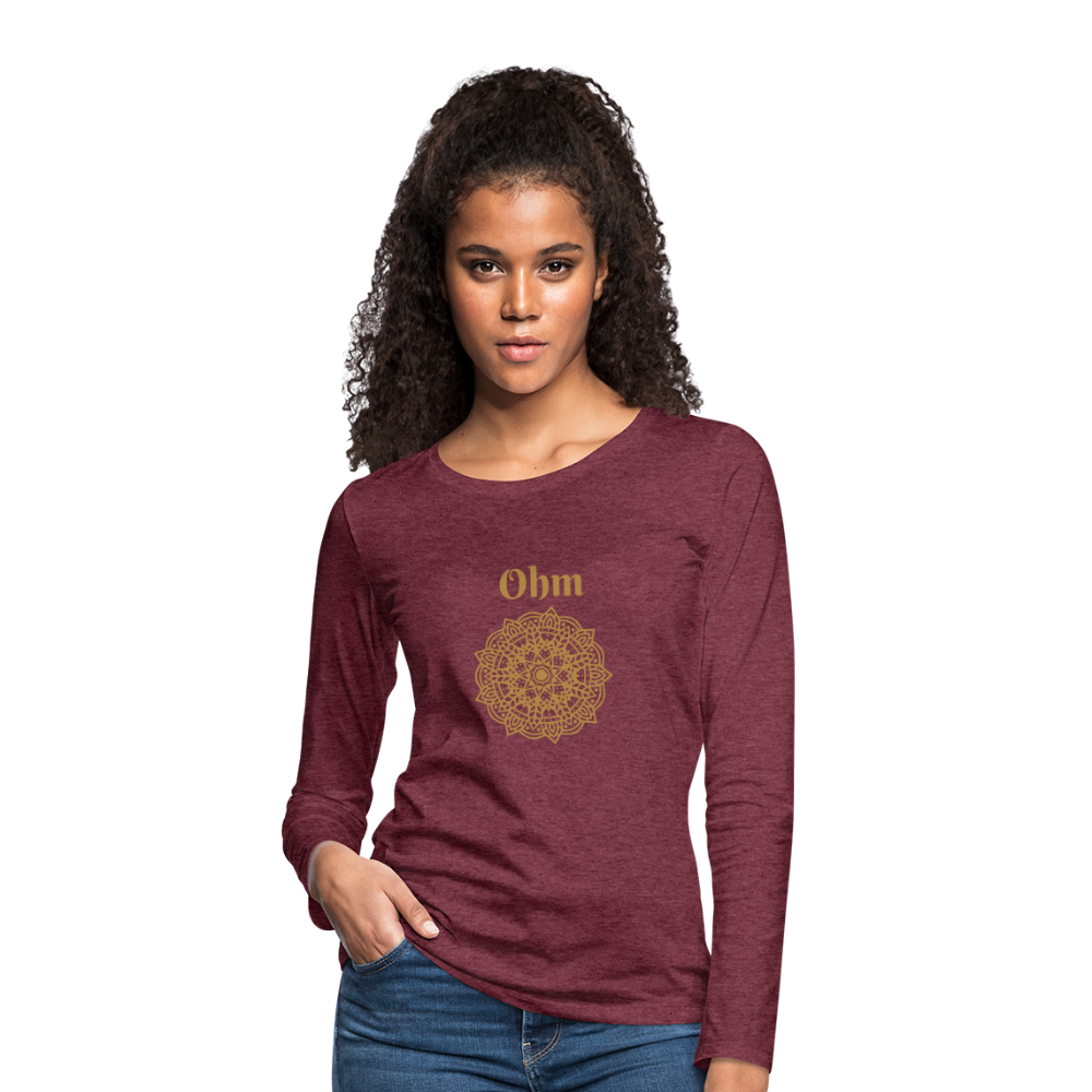 Frauen Premium Langarmshirt - Ohm - Bordeauxrot meliert