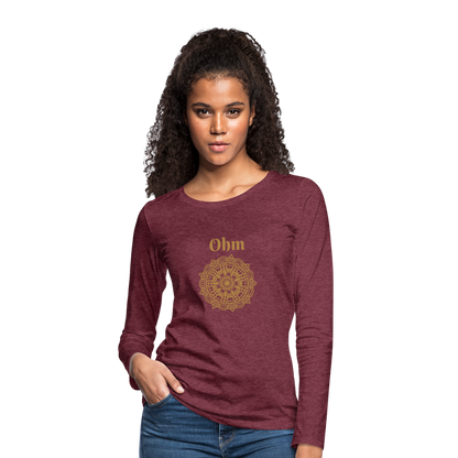 Frauen Premium Langarmshirt - Ohm - Bordeauxrot meliert