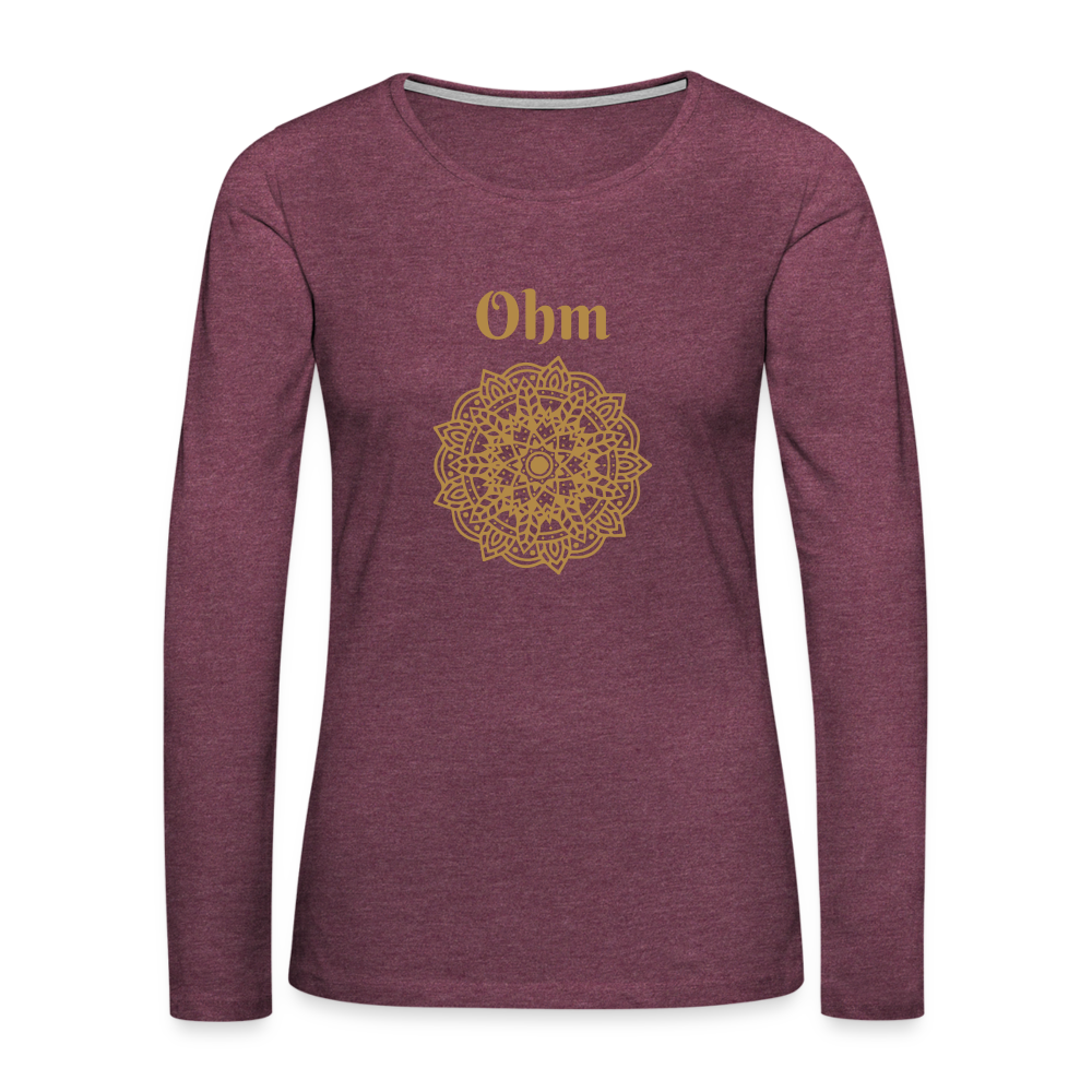 Frauen Premium Langarmshirt - Ohm - Bordeauxrot meliert