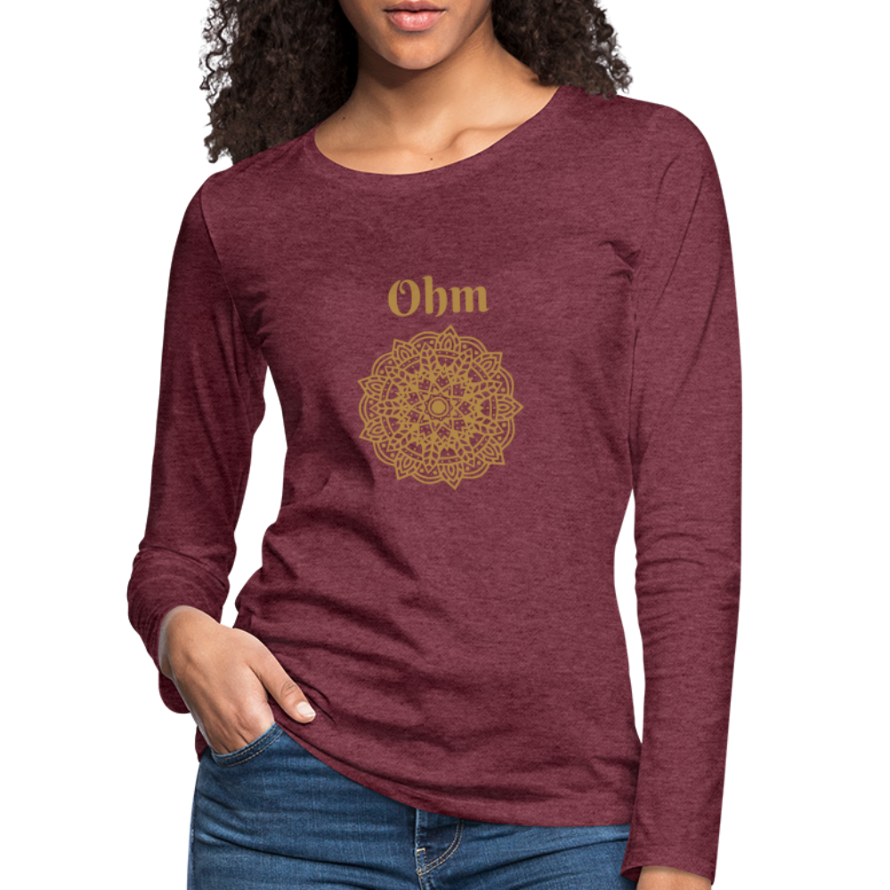 Frauen Premium Langarmshirt - Ohm - Bordeauxrot meliert