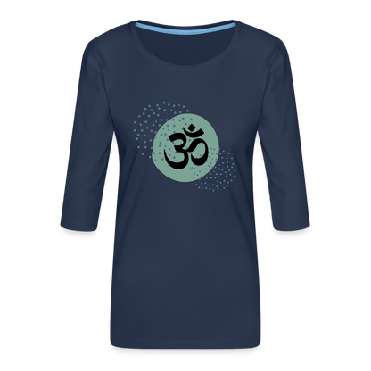 Frauen Premium 3/4-Arm Shirt - Om - Navy