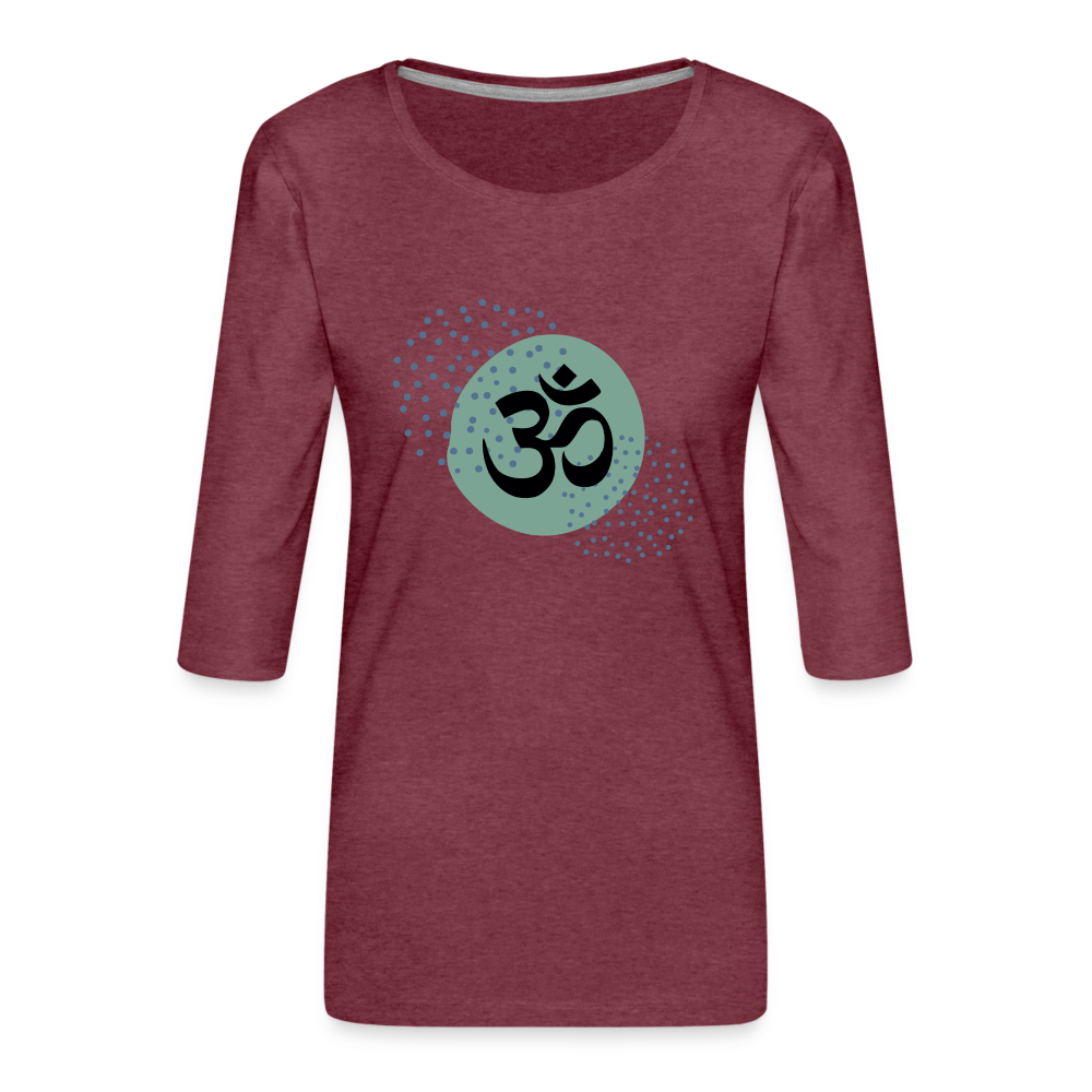 Frauen Premium 3/4-Arm Shirt - Om - Bordeauxrot meliert