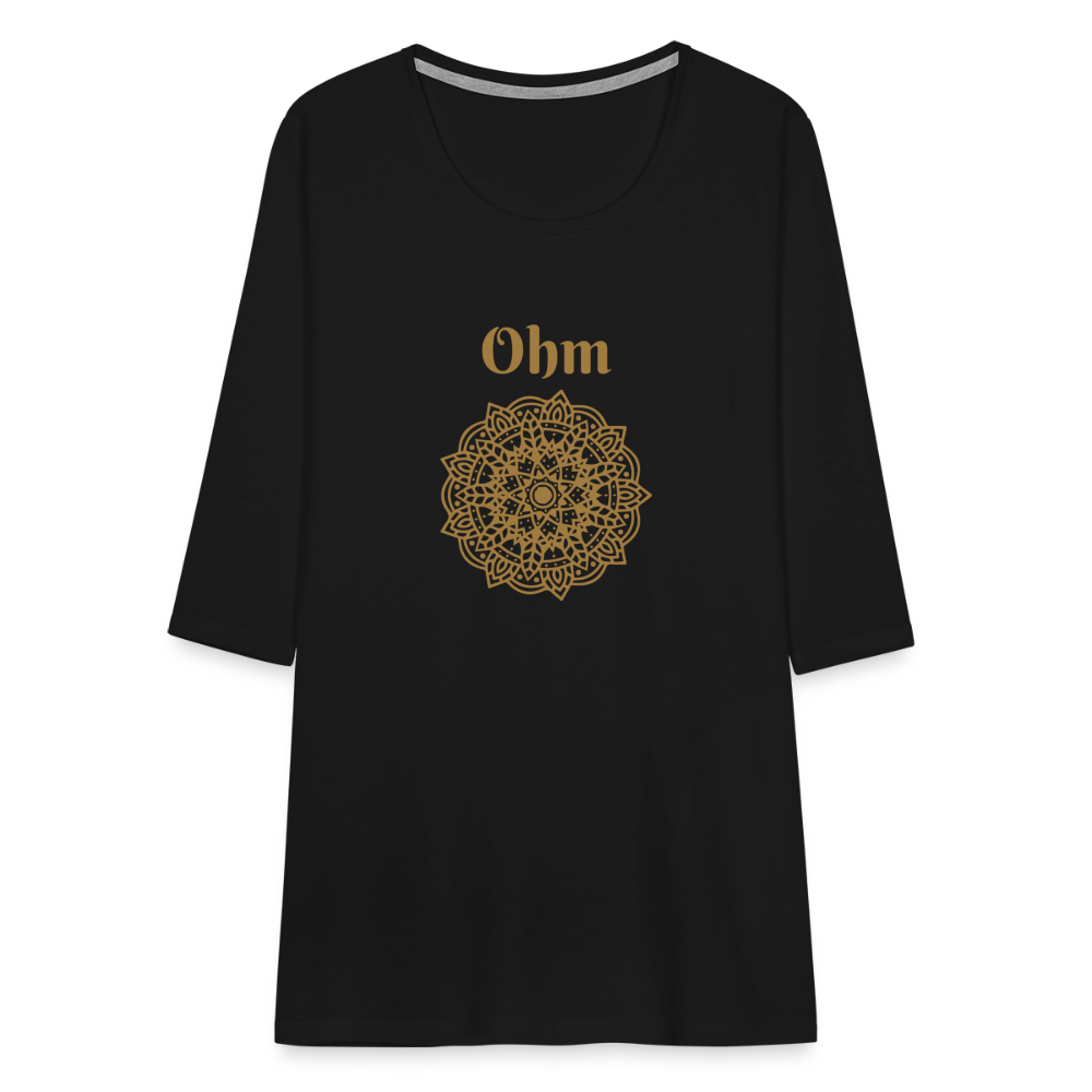 Frauen Premium 3/4-Arm Shirt - Ohm - Schwarz