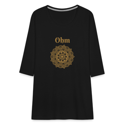 Frauen Premium 3/4-Arm Shirt - Ohm - Schwarz