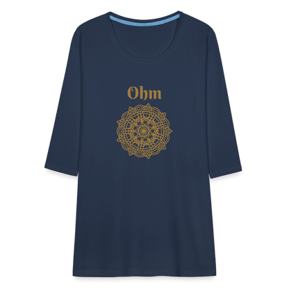 Frauen Premium 3/4-Arm Shirt - Ohm - Navy