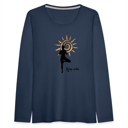 Frauen Premium Langarmshirt - Keep calm - Navy