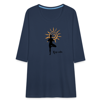 Frauen Premium 3/4-Arm Shirt - Keep calm - Navy