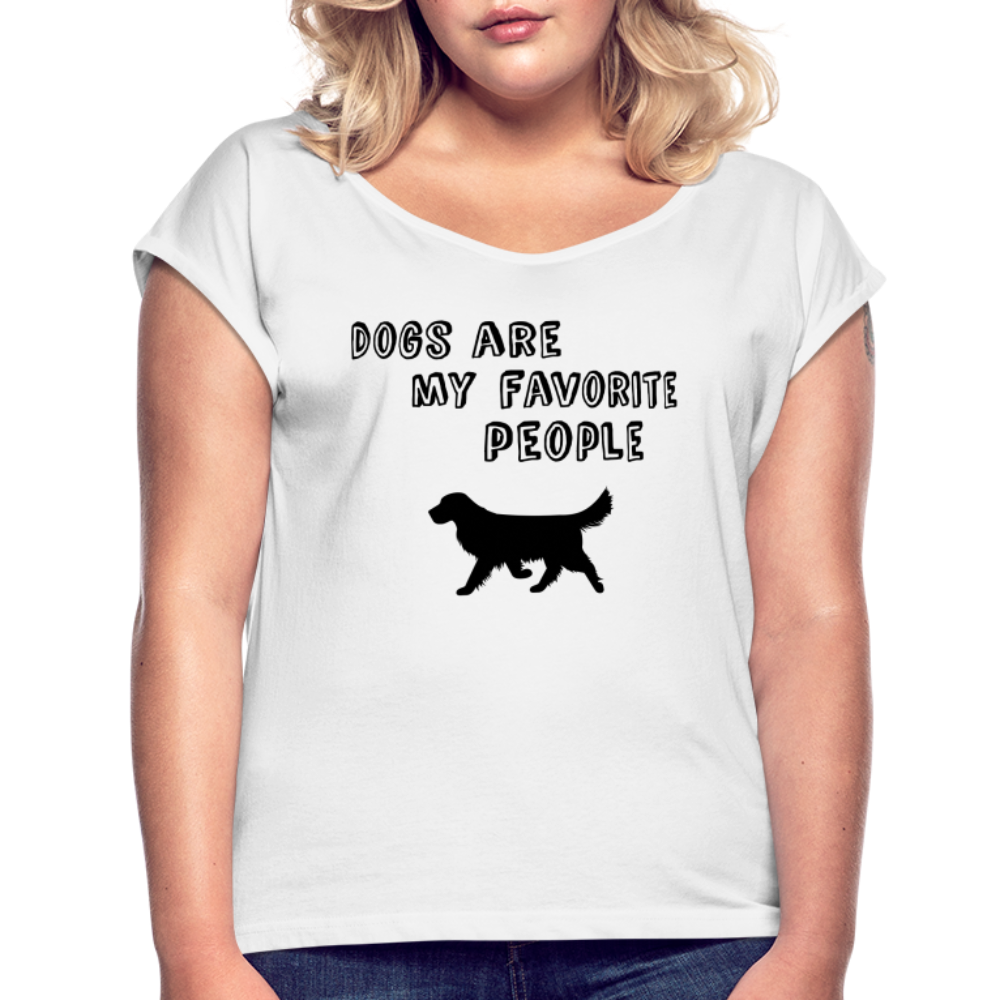 Frauen T-Shirt mit gerollten Ärmeln - Favorite Dog - weiß