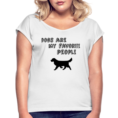 Frauen T-Shirt mit gerollten Ärmeln - Favorite Dog - weiß