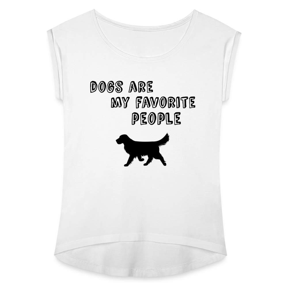 Frauen T-Shirt mit gerollten Ärmeln - Favorite Dog - weiß