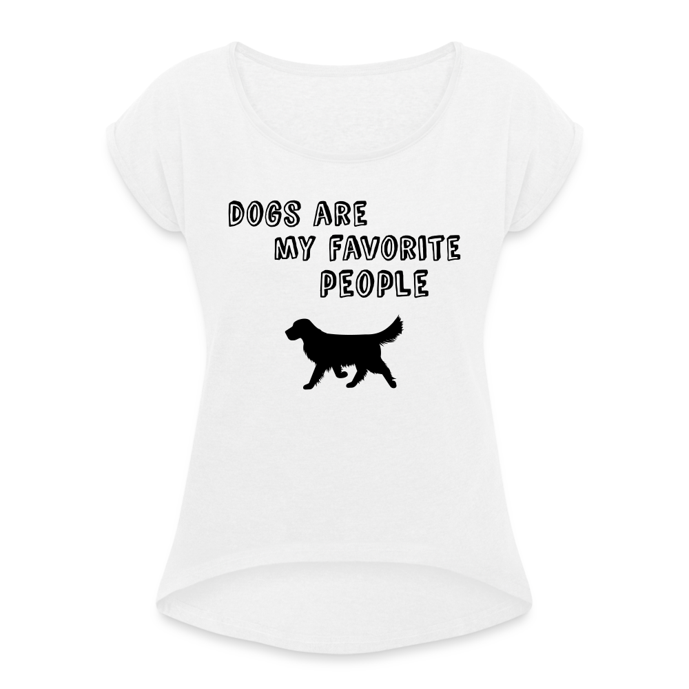 Frauen T-Shirt mit gerollten Ärmeln - Favorite Dog - weiß