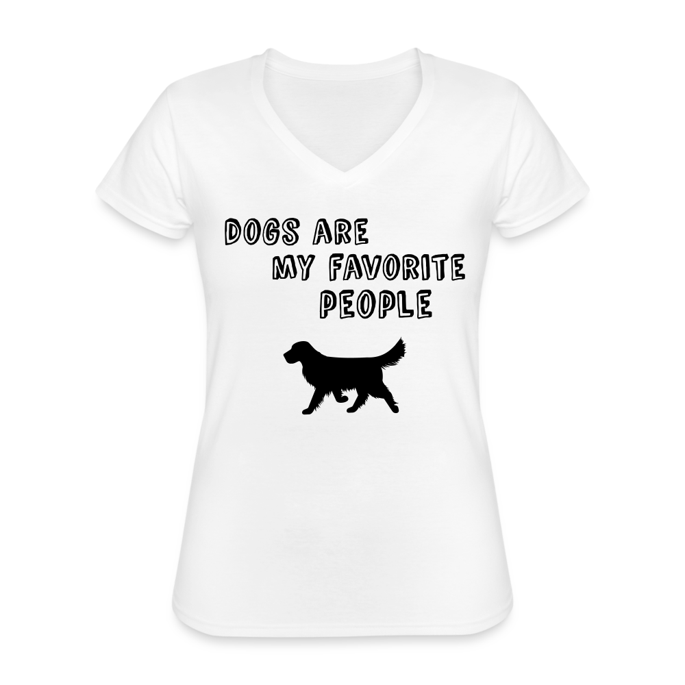 Klassisches Frauen-T-Shirt mit V-Ausschnitt - Favorite Dog - weiß