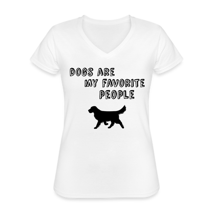 Klassisches Frauen-T-Shirt mit V-Ausschnitt - Favorite Dog - weiß