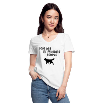 Klassisches Frauen-T-Shirt mit V-Ausschnitt - Favorite Dog - weiß