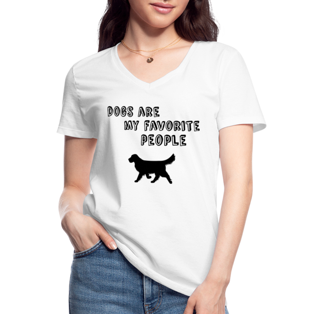 Klassisches Frauen-T-Shirt mit V-Ausschnitt - Favorite Dog - weiß