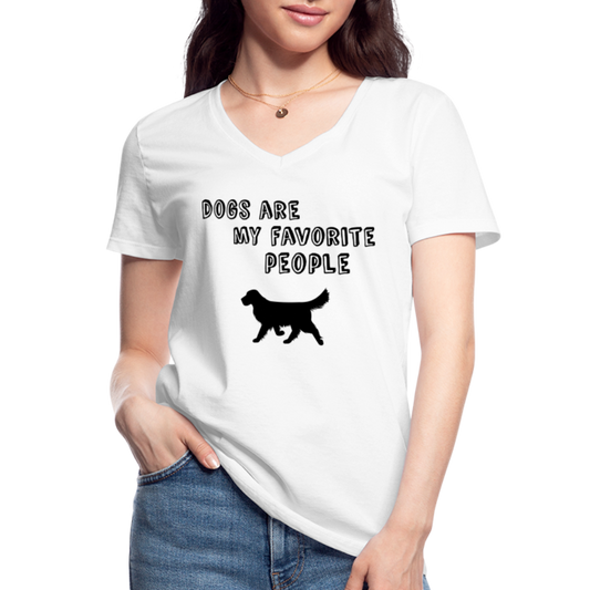 Klassisches Frauen-T-Shirt mit V-Ausschnitt - Favorite Dog - weiß