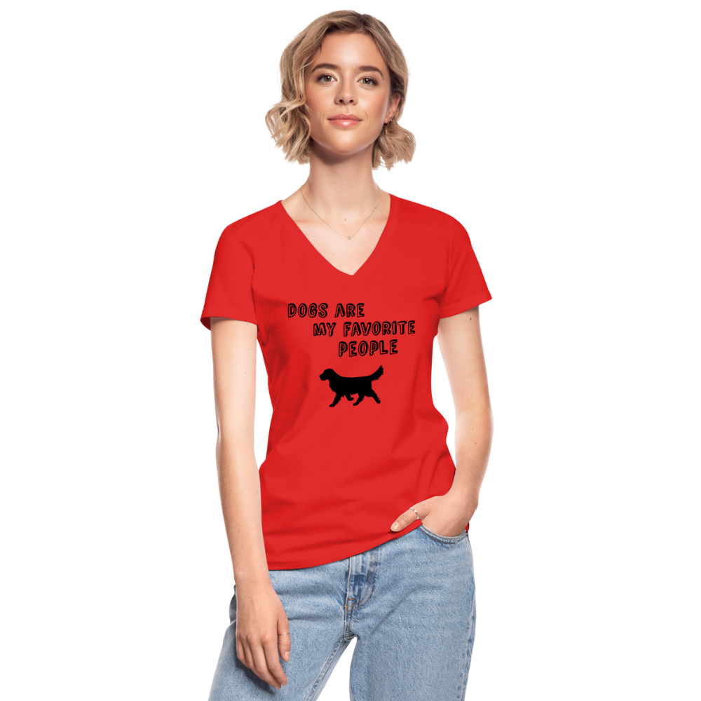 Klassisches Frauen-T-Shirt mit V-Ausschnitt - Favorite Dog - Rot