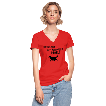 Klassisches Frauen-T-Shirt mit V-Ausschnitt - Favorite Dog - Rot