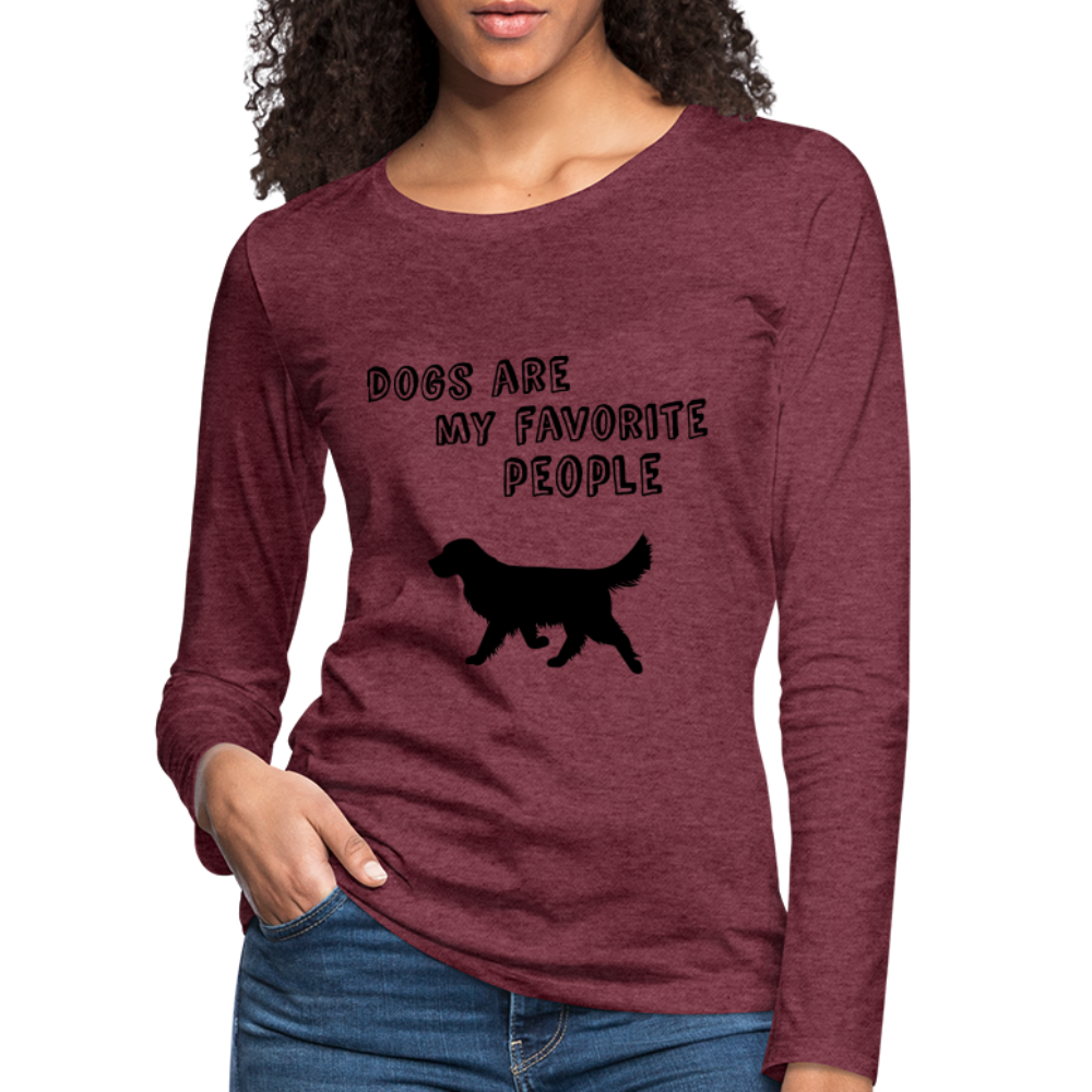 Frauen Premium Langarmshirt - Favorite Dog - Bordeauxrot meliert