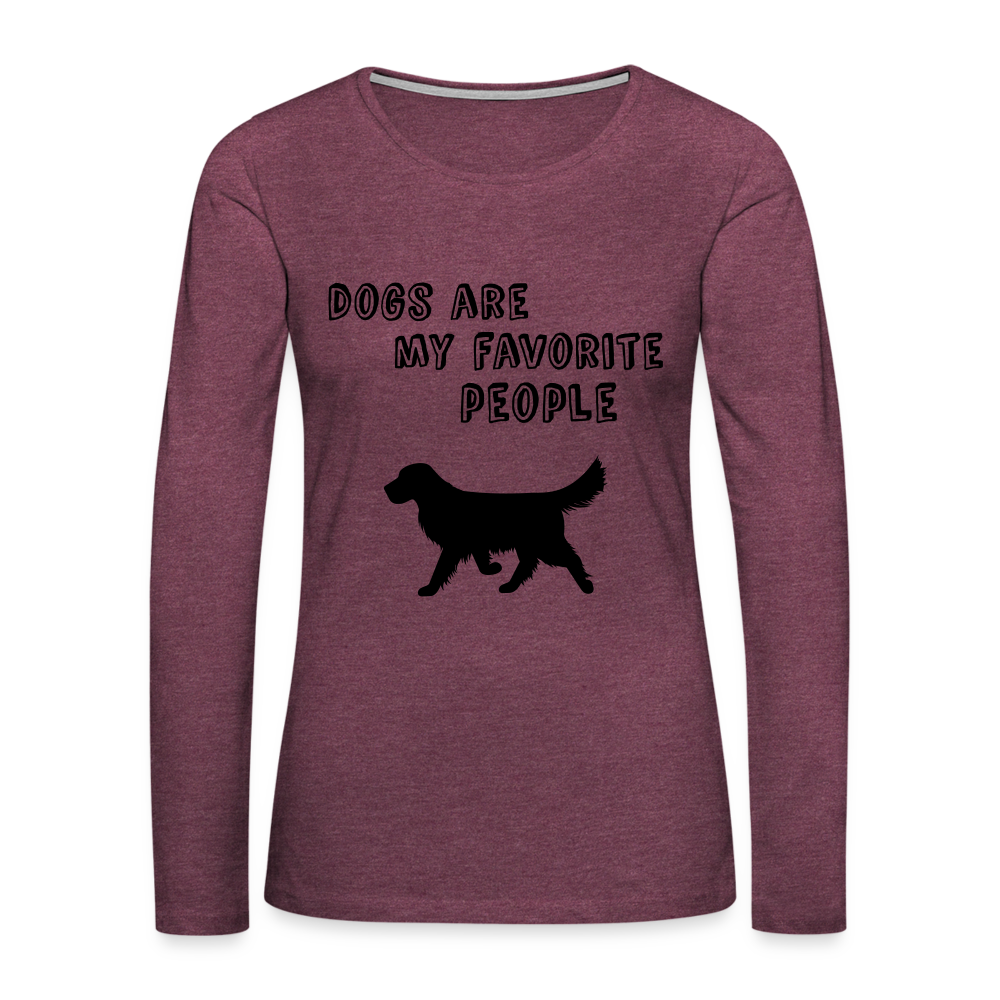 Frauen Premium Langarmshirt - Favorite Dog - Bordeauxrot meliert