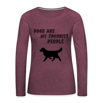 Frauen Premium Langarmshirt - Favorite Dog - Bordeauxrot meliert