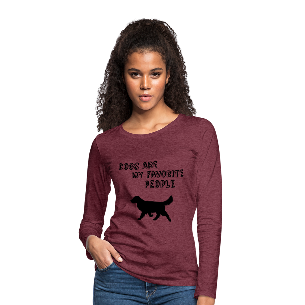 Frauen Premium Langarmshirt - Favorite Dog - Bordeauxrot meliert